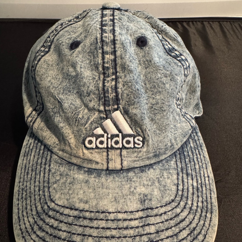 adidas Light Blue Washed Denim-Style Cap with White Logo
